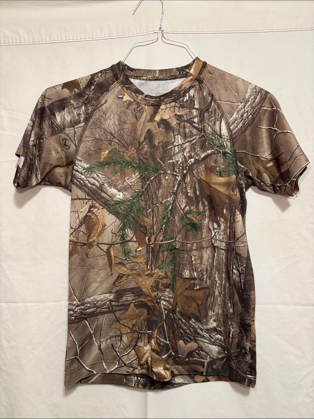 Kids Short Sleeve Camo Tee in Brown and Green Size XL Youth